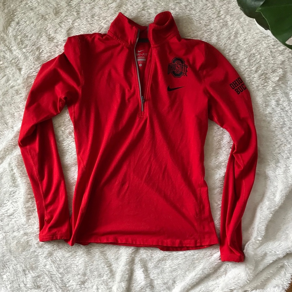 Nike Ohio State Dri Fit Half Zip Small Red Black